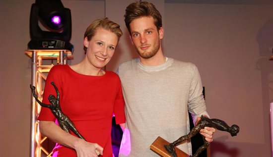 Winnaars van de Dick van Gangelen-Trofee: Carien Kleibeuker en Christijn Groeneveld