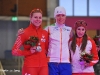 SCHAATSEN: BERLIJN: Sportforum, 06-12-2013, Essent ISU World Cup, podium 3000m Ladies Division B, Natalia Czerwonka (POL), Jorien ter Mors (NED), Ivanie Blondin (CAN), ÃÂ©foto Martin de Jong